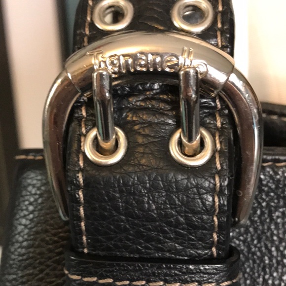 Tignanello black leather square two handle satchel purse - Picture 4 of 15